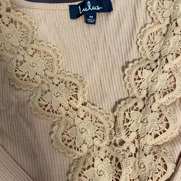 Lulu's - Yellow Lace Long Sleeve Bodysuit (Large) - Picture 10 of 11